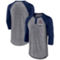 Fanatics Branded Men's Heathered Gray/Navy Minnesota Twins Iconic Above Heat Speckled Raglan Henley 3/4 Sleeve T-Shirt - Image 1 of 4