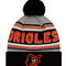 New Era Men's Black Baltimore Orioles Cheer Cuffed Knit Hat with Pom - Image 1 of 3