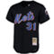 Mitchell & Ness Men's Mike Piazza Black New York Mets Cooperstown Collection Mesh Batting Practice Button-Up Jersey - Image 3 of 4