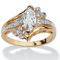 Marquise-Cut Cubic Zirconia Engagement Anniversary Ring 1.03 TCW in Gold-Plated - Image 1 of 5