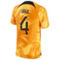 Nike Men's Virgil Van Dijk Orange Netherlands National Team 2022/23 Home Vapor Match Authentic Player Jersey - Image 4 of 4