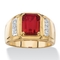 Men's 3.71 TCW Genuine Red Garnet and Diamond Classic Ring 18k Gold-Plated - Image 1 of 5