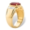 Men's 3.71 TCW Genuine Red Garnet and Diamond Classic Ring 18k Gold-Plated - Image 2 of 5