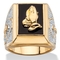 Men's Emerald-Cut Genuine Black Onyx Praying Hands Two-Tone Ring Gold-Plated - Image 1 of 5