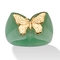 Genuine Green Jade 14k Yellow Gold Butterfly Ring - Image 1 of 5