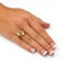 Oval Genuine Coral, Opal, Jade, Onyx and Tiger's-Eye Cluster 18k Gold-Plated Ring - Image 3 of 5