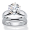 Round Cubic Zirconia 2-Piece Solitaire Wedding Ring Set 3.50 TCW in Sterling Silver - Image 1 of 5