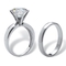 Round Cubic Zirconia 2-Piece Solitaire Wedding Ring Set 3.50 TCW in Sterling Silver - Image 2 of 5