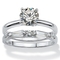 PalmBeach 2.06 Cttw. Cubic Zirconia Sterling Silver Solitaire Wedding Ring Set - Image 1 of 5