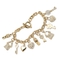 PalmBeach Crystal Yellow Gold-Plated Shoe, Purse, Heart Lock and Key Charm Bracelet - Image 1 of 4