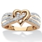 PalmBeach 1/10 TCW Diamond Crossover Heart Ring in Gold-Plated Sterling Silver - Image 1 of 5