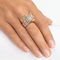 3.64 TCW Baguette Cut Cubic Zirconia Yellow Gold-Plated Crossover Ring - Image 3 of 5