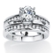 PalmBeach 2 Piece 1.91 TCW Round Cubic Zirconia Bridal Ring Set in 10k White Gold - Image 1 of 5