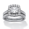 PalmBeach 2 Piece 1.93 TCW CZ Square Halo Bridal Ring Set in Solid 10k White Gold - Image 1 of 5