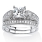 PalmBeach 1.50 TCW Cubic Zirconia Vintage Bridal Set in Solid 10k White Gold - Image 1 of 5