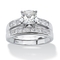 2 Piece 1.94 TCW Cushion-Cut Cubic Zirconia Bridal Ring Set in 10k White Gold - Image 1 of 5