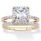 PalmBeach 1.97 Cttw. Cubic Zirconia Solid 10k Yellow Gold 2-Piece Wedding Ring Set - Image 1 of 5