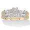 Diamond Engagement Wedding Ring 2-Piece Set 1/8 TCW in Solid 10k Yellow Gold - Image 1 of 5