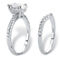 PalmBeach 2.34 TCW Marquise Cubic Zirconia Platinum-plated Silver Bridal Ring Set - Image 2 of 5