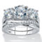 PalmBeach 4.15 Cttw. Cubic Zirconia Platinum-plated Silver 2-Piece Bridal Ring Set - Image 1 of 5