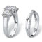 PalmBeach 4.15 Cttw. Cubic Zirconia Platinum-plated Silver 2-Piece Bridal Ring Set - Image 2 of 5