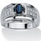 PalmBeach Men's 1.53 TCW Genuine Sapphire and CZ Ring in Sterling Silver - Image 1 of 5