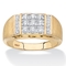 PalmBeach Men's 1/2 Cttw. Solid 10k Yellow Gold Diamond Brushed Matte Grid Ring - Image 1 of 5