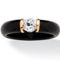 PalmBeach .56 Cttw. 10k Solid Gold Genuine Black Jade and Round White Topaz Ring - Image 1 of 5