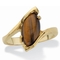 Marquise-Shaped Genuine Tiger's-Eye Yellow Gold-Plated Cocktail Ring - Image 1 of 5