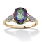 3.50 TCW Genuine Oval-Cut Mytic Fire Topaz and Diamond Accented Ring in 10k Gold - Image 1 of 5