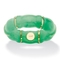 Genuine Green Jade Bamboo Ring in 10k Gold - Image 1 of 5