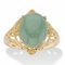 PalmBeach Oval Genuine Green Jade Gold-plated Sterling Silver Scrolled Ring - Image 1 of 5