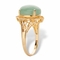 PalmBeach Oval Genuine Green Jade Gold-plated Sterling Silver Scrolled Ring - Image 2 of 5