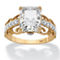 3.94 TCW Emerald-Cut Cubic Zirconia Scroll Ring in Solid 10k Gold - Image 1 of 5