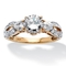 2.23 TCW Round and Heart-Cut Twisting Shank Cubic Zirconia Ring in Solid 10k Gold - Image 1 of 5