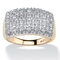 1/5 TCW Pave Diamond Cluster Ring in Solid 10k Yellow Gold - Image 1 of 5