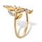 Diamond Accent Marquise-Shaped Bypass Leaf Ring in Solid 10k Yellow Gold - Image 2 of 5