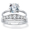PalmBeach 2.93 Cttw. Solid 10k White Gold Round Cubic Zirconia  Wedding Ring Set - Image 1 of 5