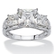 3.72 TCW Princess-Cut Cubic Zirconia Solid 10k White Gold Ring - Image 1 of 5