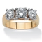 2.28 TCW Round Cubic Zirconia Three-Stone Anniversary Ring Gold-Plated - Image 1 of 5