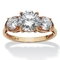 3 TCW Round Cubic Zirconia Solid 10k Yellow Gold 3-Stone Bridal Engagement Ring - Image 1 of 5