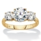 Round Cubic Zirconia 3-Stone Engagement Ring 3 TCW in Solid 10k Yellow Gold - Image 1 of 5