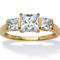 PalmBeach 1.94 TCW Princess-Cut Cubic Zirconia 10k Gold 3-Stone Engagement Ring - Image 1 of 5