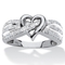 PalmBeach 1/10 TCW Diamond Crossover Heart Ring in Platinum-plated Sterling Silver - Image 1 of 5