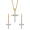 Diamond Accent Gold-Plated 2-Piece Cross Earring and Necklace Set 18