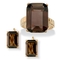2 Piece 25.25 TCW Emerald-Cut Smoky Quartz Ring and Earrings Set in Gold-Plated - Image 1 of 5