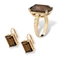 2 Piece 25.25 TCW Emerald-Cut Smoky Quartz Ring and Earrings Set in Gold-Plated - Image 2 of 5