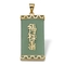 Emerald-Cut Genuine Green Jade 14k Yellow Gold Prosperity/Long Life/Luck Pendant - Image 1 of 4