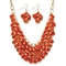 2 Piece Orange Bib Necklace and Cluster Earrings Set in Yellow Goldtone - Image 1 of 5