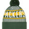 New Era Men's Green Green Bay Packers Striped Cuffed Knit Hat with Pom - Image 3 of 3